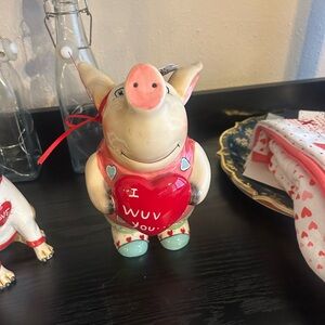 Valentine's Day Pig Figurine with Heart